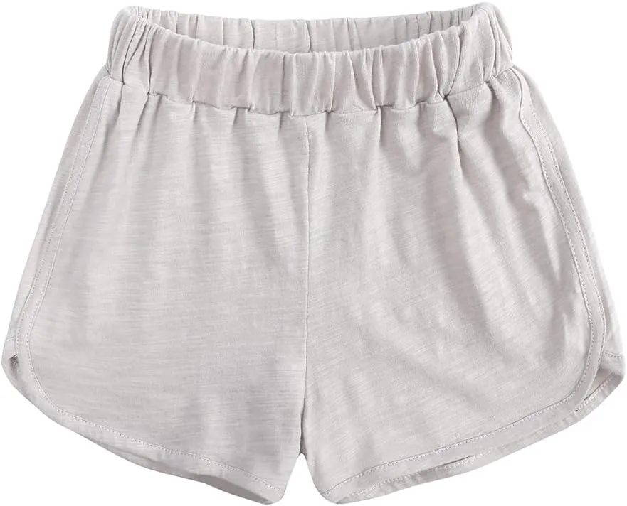 3-Pack Little Boys Girls Shorts with Drawstring and Pockets Toddler Kids Summer Solid Cotton Bottoms