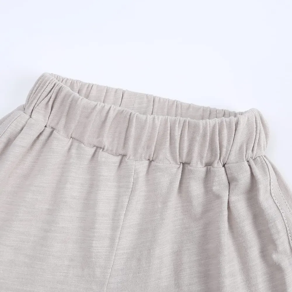 3-Pack Little Boys Girls Shorts with Drawstring and Pockets Toddler Kids Summer Solid Cotton Bottoms