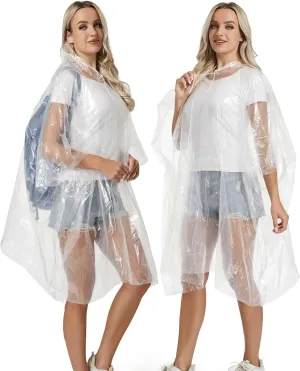 6/12 Pack Disposable Rain Ponchos Family Pack for Adults - Emergency Rain Ponchos for Women and Men