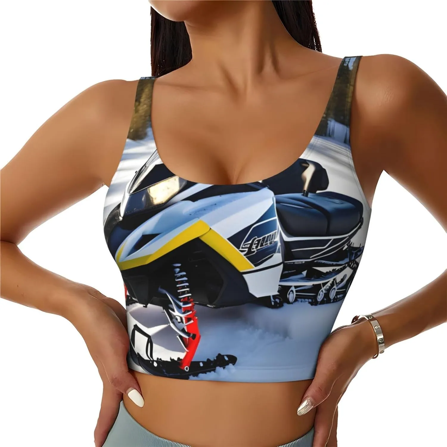 Advanced Snowmobile Women's Sexy Sports Vest Sleeveless Athletic Gym T-Shirts Vest U-Shaped Back Quick Dry Top