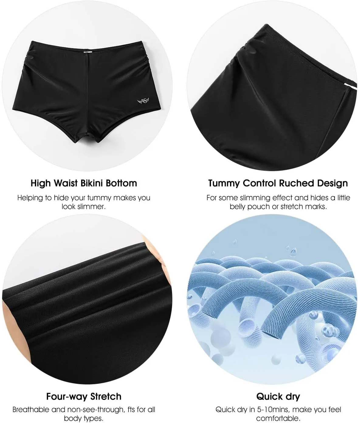 Angel season Swim Shorts Women High Waisted Bikini Bottom Tummy Control Bathing Suits Swimsuit Board Shorts with Liner