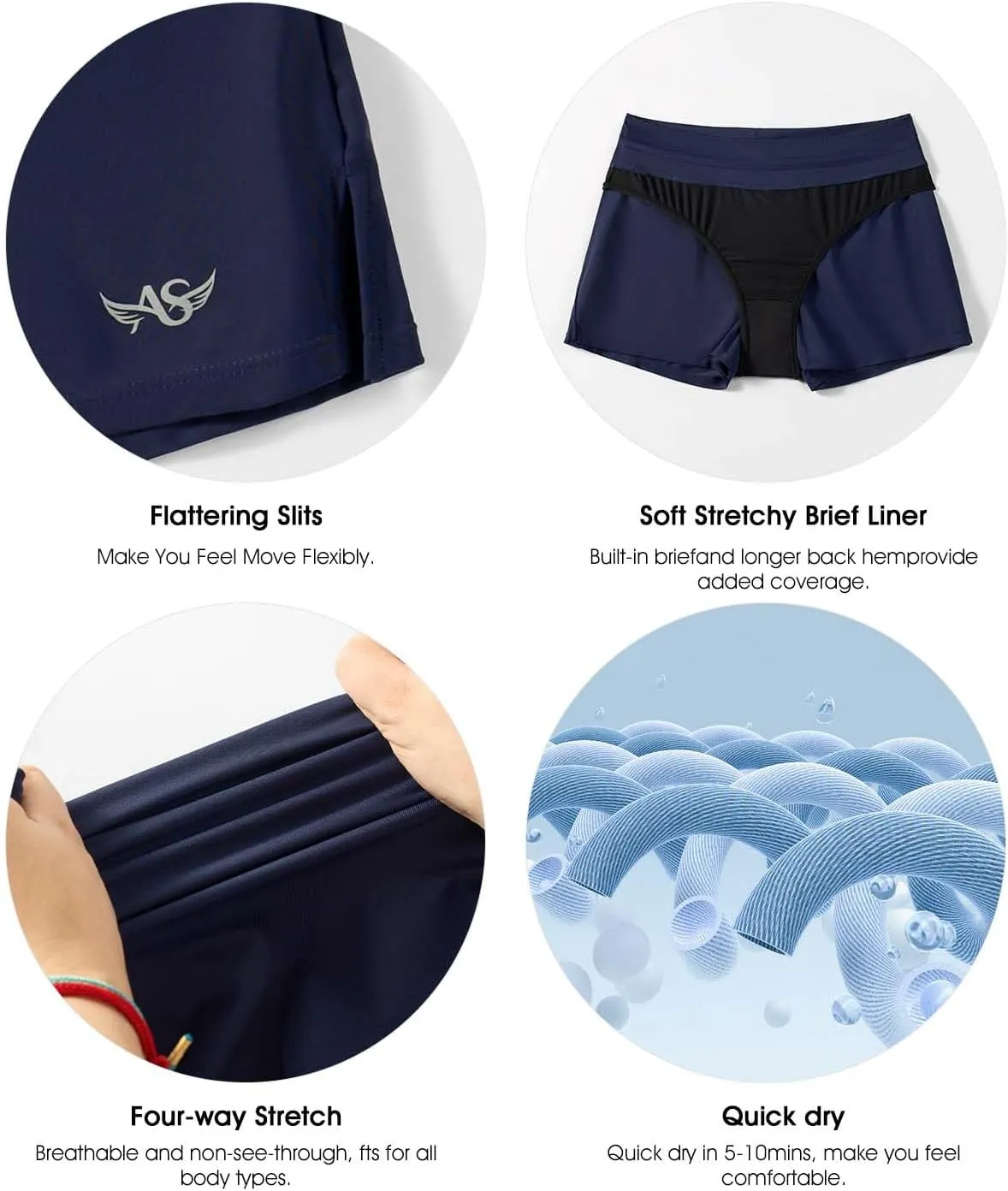 Angel season Swim Shorts Women High Waisted Bikini Bottom Tummy Control Bathing Suits Swimsuit Board Shorts with Liner