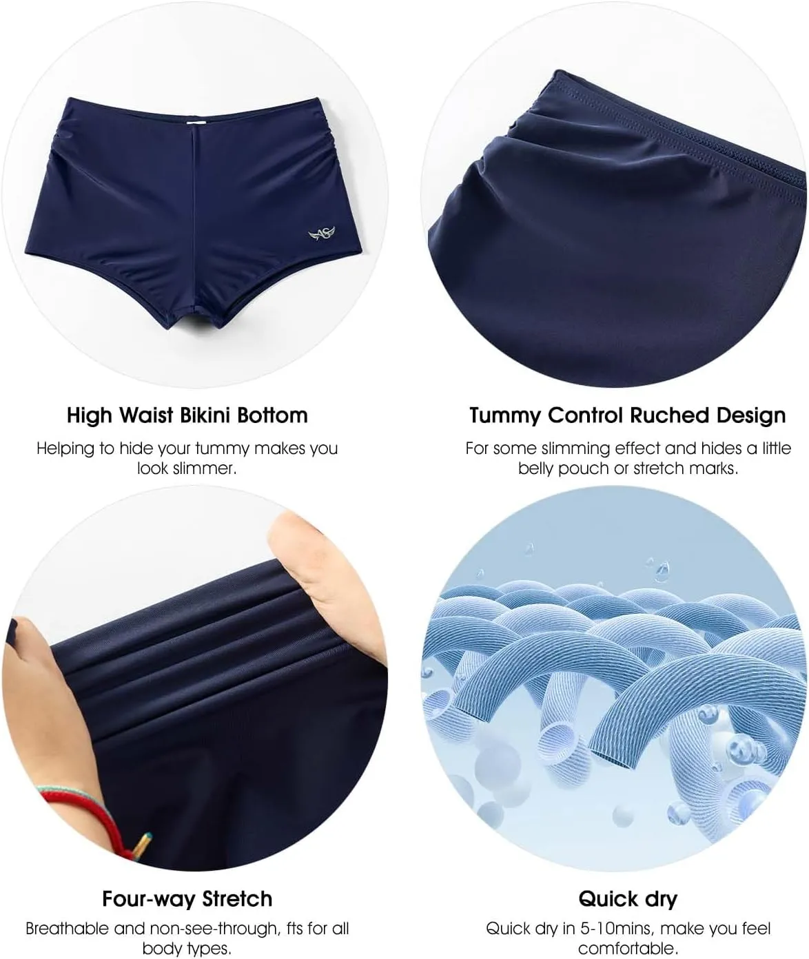 Angel season Swim Shorts Women High Waisted Bikini Bottom Tummy Control Bathing Suits Swimsuit Board Shorts with Liner