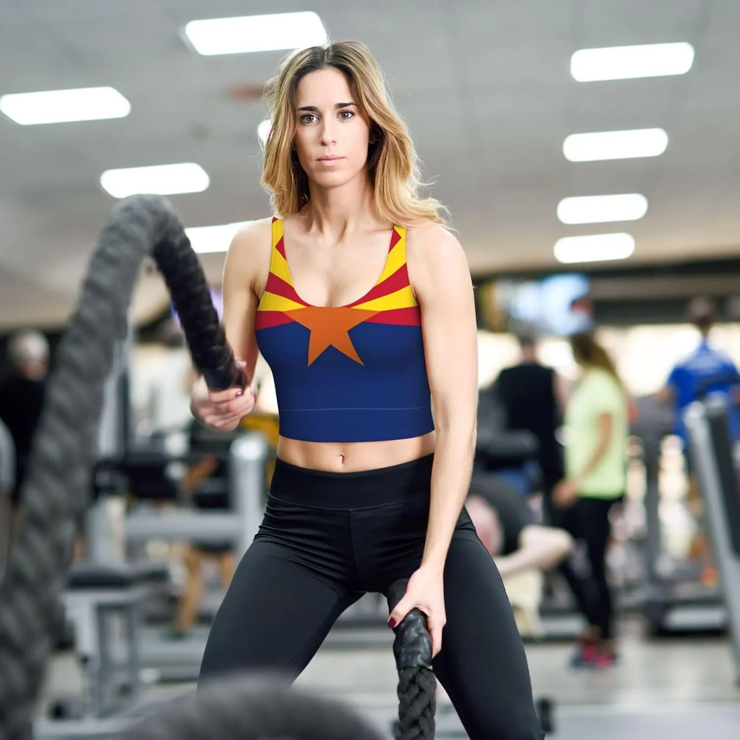 Arizona Flag Women's Sexy Sports Vest Sleeveless Athletic Gym T-Shirts Vest U-Shaped Back Quick Dry Top