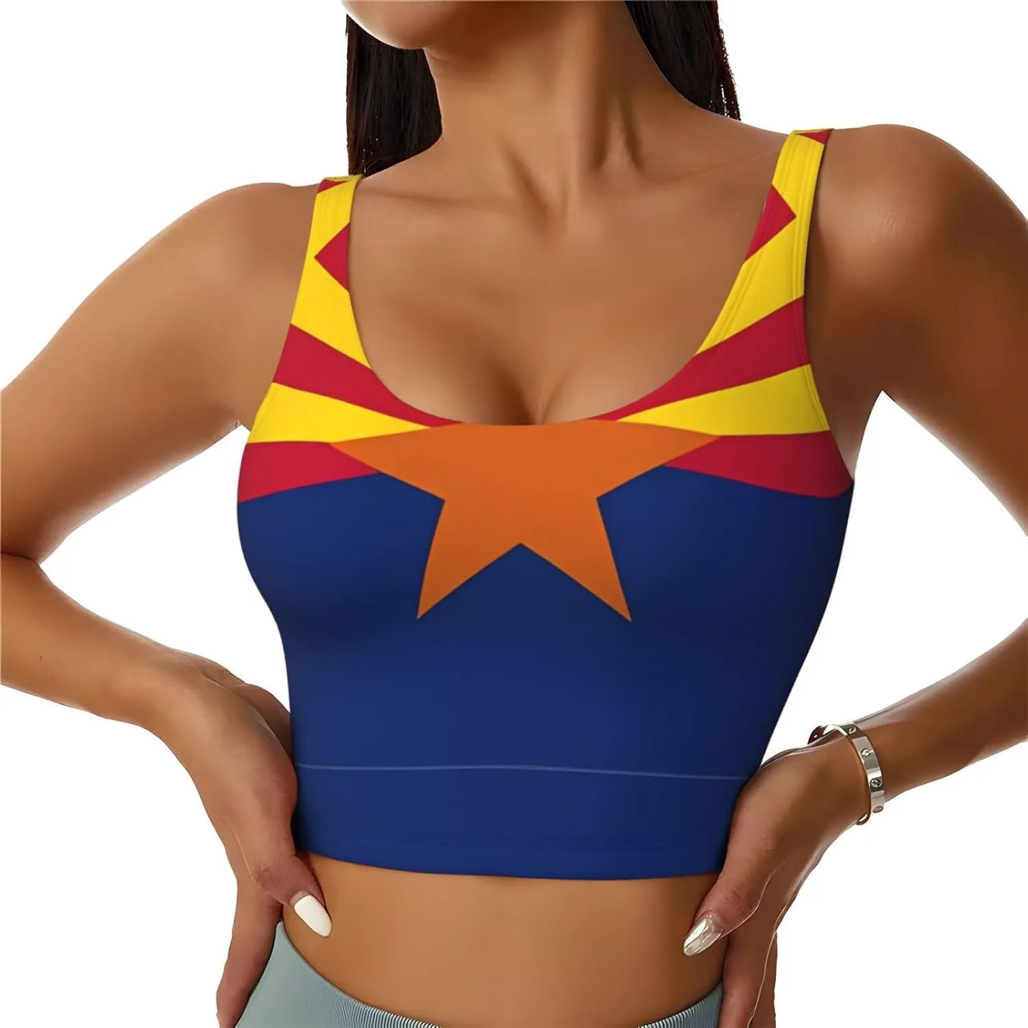 Arizona Flag Women's Sexy Sports Vest Sleeveless Athletic Gym T-Shirts Vest U-Shaped Back Quick Dry Top