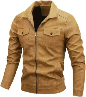 Autumn Winter Leather Jacket Men's Faux Motorcycle Leather Jacket Leather Outerwear Moto Biker Coat Mens Clothing