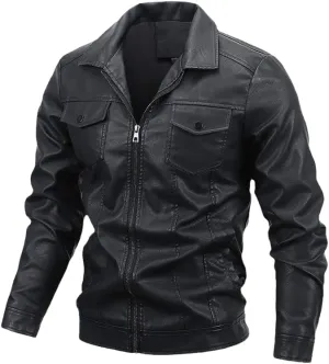 Autumn Winter Leather Jacket Men's Faux Motorcycle Leather Jacket Leather Outerwear Moto Biker Coat Mens Clothing
