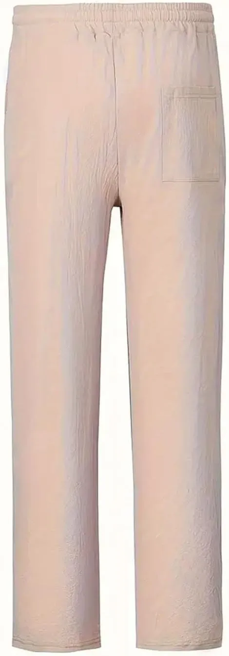 Beach Pants for Men Casual Loose Fit Elastic Waist Drawstring Straight-Legs Summer Yoga Trousers Breathable Fashion 2025