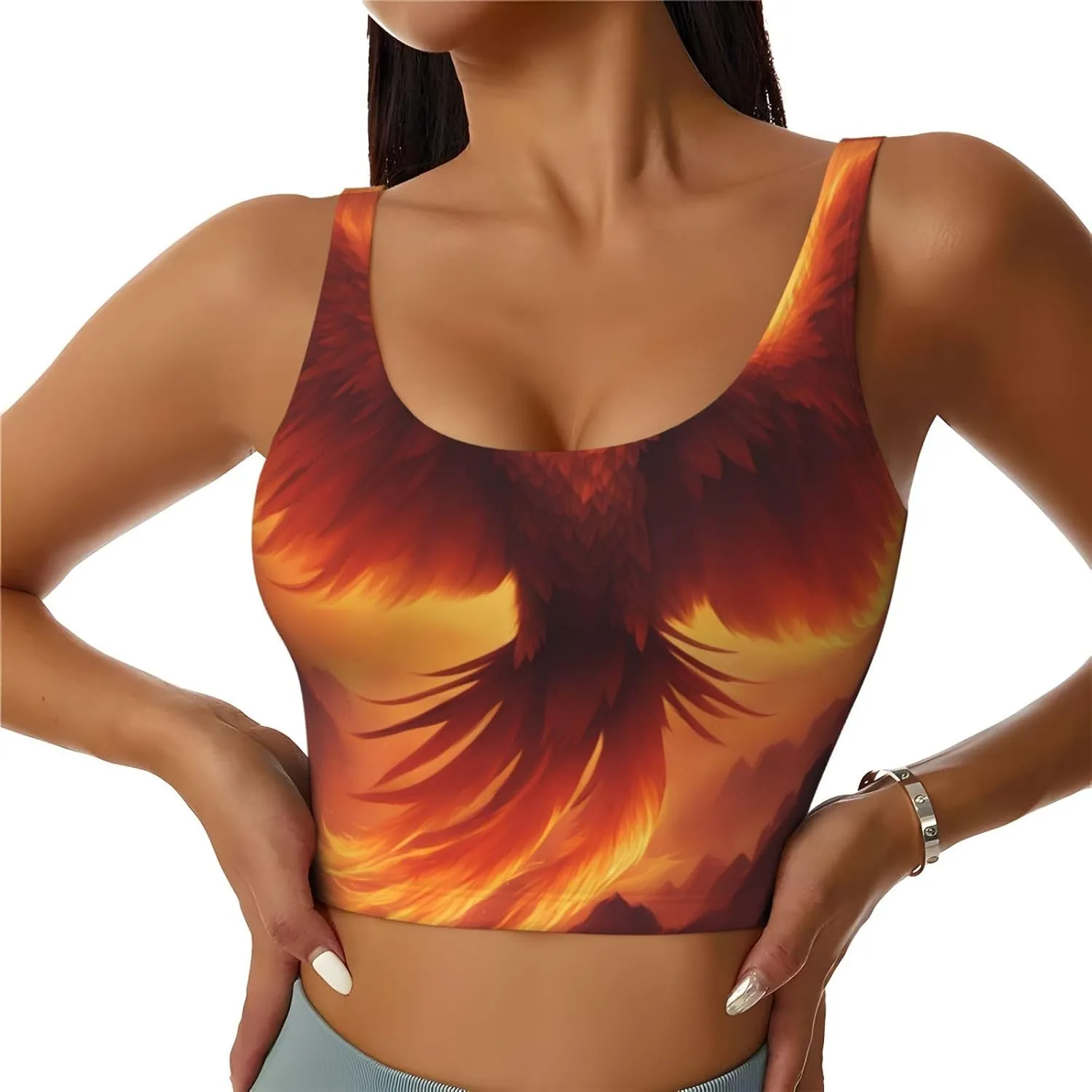 Beautiful Phoenix Women's Sexy Sports Vest Sleeveless Athletic Gym T-Shirts Vest U-Shaped Back Quick Dry Top