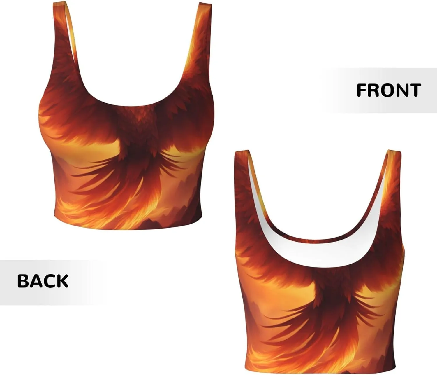 Beautiful Phoenix Women's Sexy Sports Vest Sleeveless Athletic Gym T-Shirts Vest U-Shaped Back Quick Dry Top