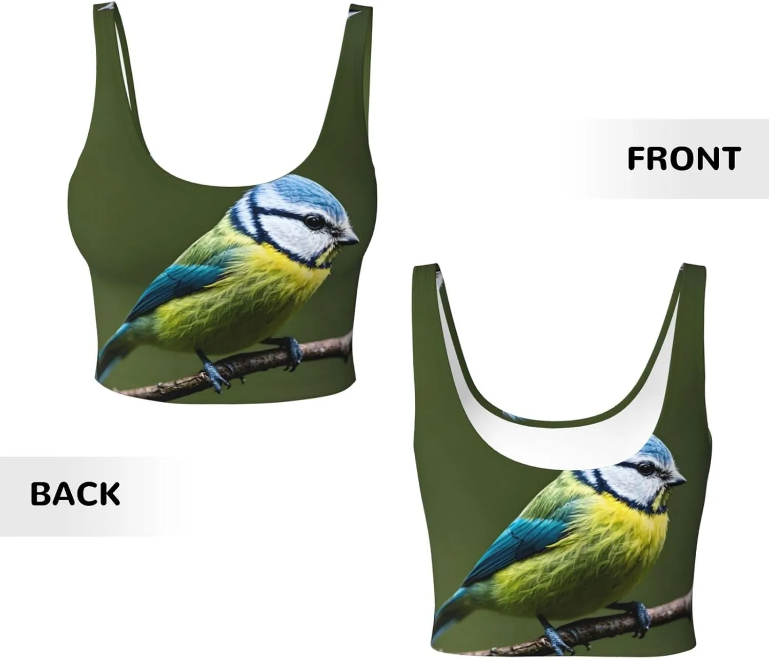 Blue Tits Women's Sexy Sports Vest Sleeveless Athletic Gym T-Shirts Vest U-Shaped Back Quick Dry Top