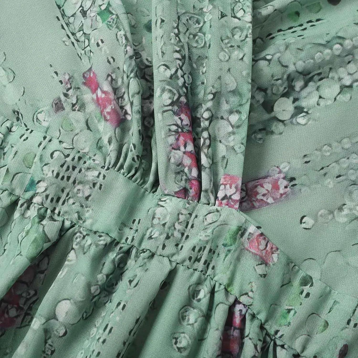 Boho Floral Chiffon Dresses for Womens Elegant Casual Summer Beach Flowy Dress Sexy Deep V Neck Cocktail Long Dress