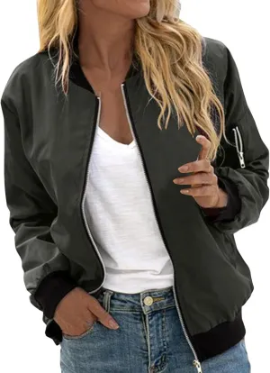 Bomber Jacket Women 2024 Casual Floral Lightweight Jackets Spring Fall Women Trendy Zip Up Coat Outwear with Pockets