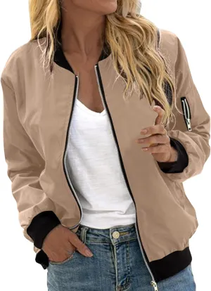 Bomber Jacket Women 2024 Casual Floral Lightweight Jackets Spring Fall Women Trendy Zip Up Coat Outwear with Pockets