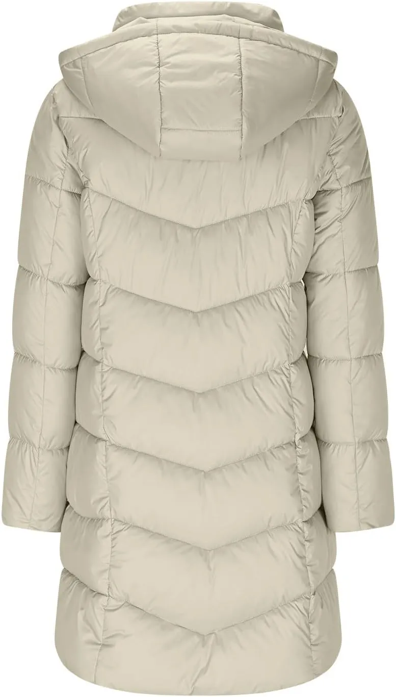 Borniu Women Winter Down Puffer Coat Warm Hooded Down Jacket Quilted Thicken Puffer Jacket Outerwear with Pockets