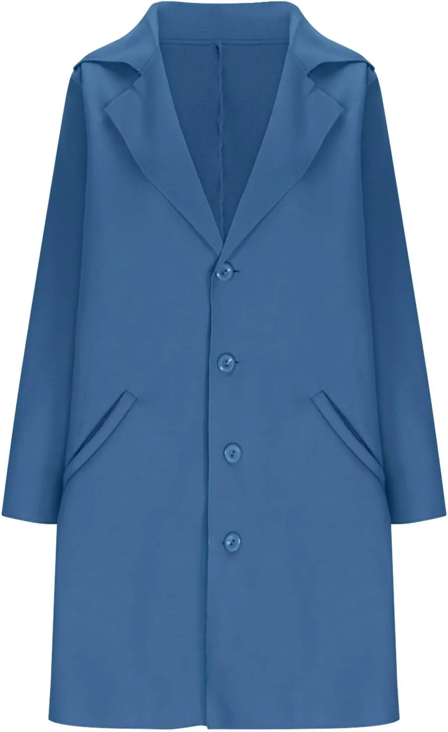 Borniu Womens Long Wool Blend Pea Coat Single Breasted Trench Coat Notch Lapel Open Front Cardigan Jacket Fall Winter Clothes