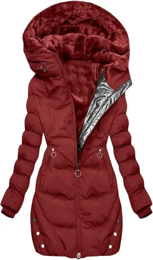 Borniu Women's Warm Winter Puffer Coat Thicken Fleece Lined Down Jacket Quilted Puffer Jacket Hooded Outerwear