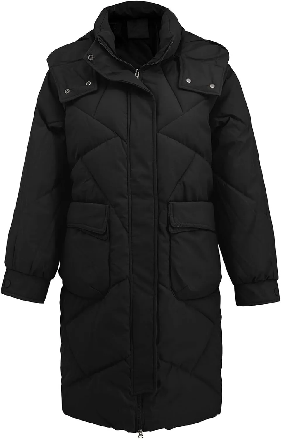 Borniu Women's Winter Long Puffer Coats Hooded Zip Up Casual Thickened Down Jackets Warm Quilted Jacket with Pockets