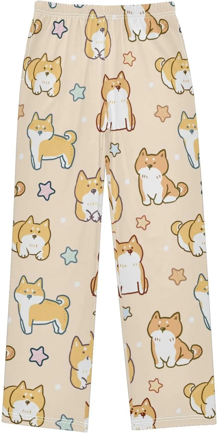 Boys' Pants Aniaml Shiba Inu Dog Star Long Bottoms Jogger Pants Elastic Waist Trousers with Pockets S-XL