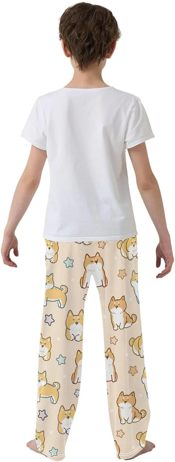Boys' Pants Aniaml Shiba Inu Dog Star Long Bottoms Jogger Pants Elastic Waist Trousers with Pockets S-XL