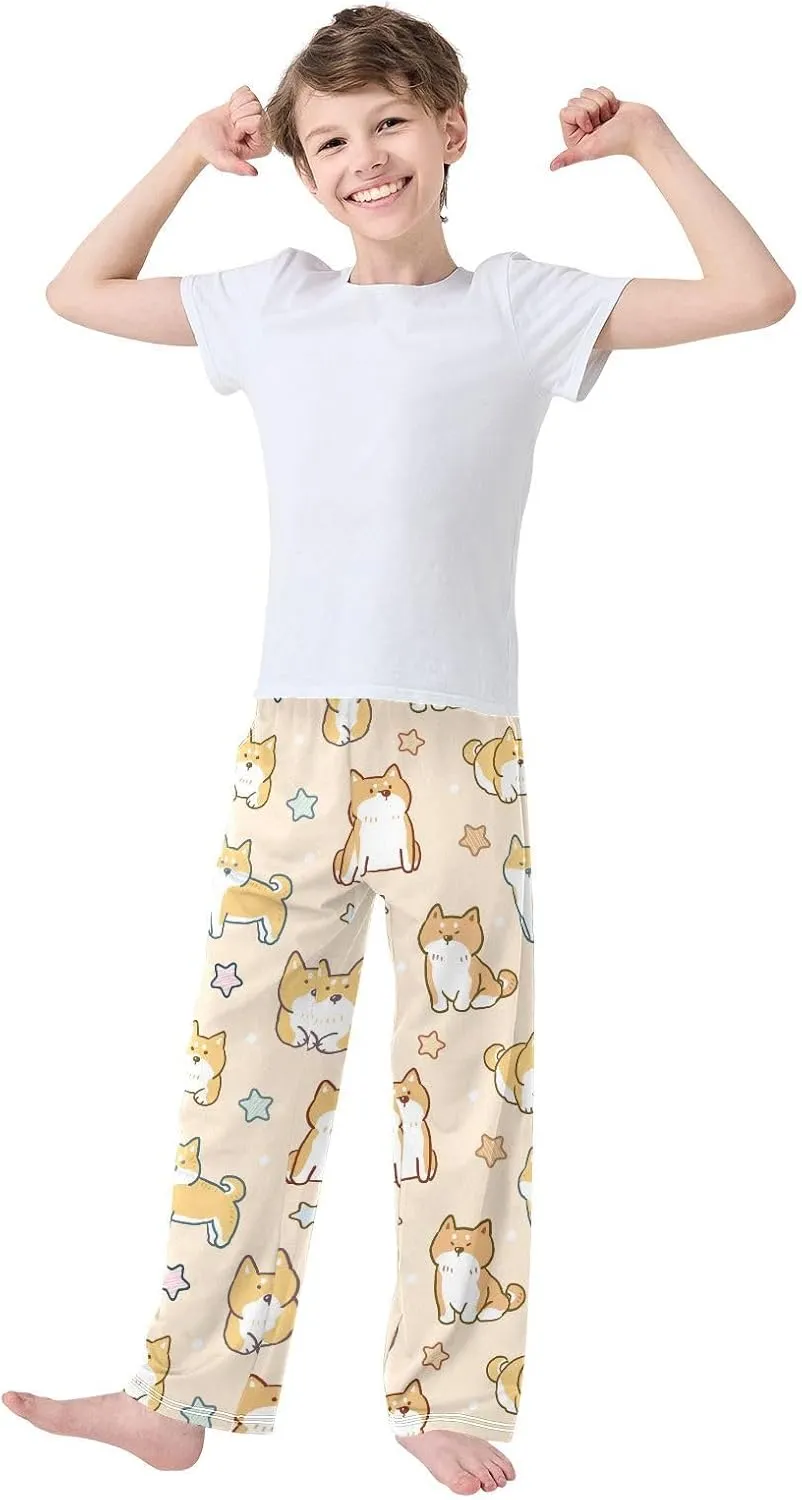 Boys' Pants Aniaml Shiba Inu Dog Star Long Bottoms Jogger Pants Elastic Waist Trousers with Pockets S-XL