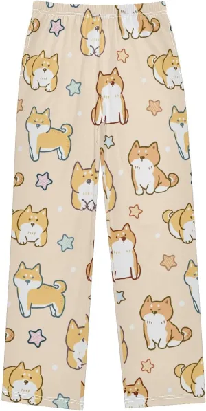 Boys' Pants Aniaml Shiba Inu Dog Star Long Bottoms Jogger Pants Elastic Waist Trousers with Pockets S-XL
