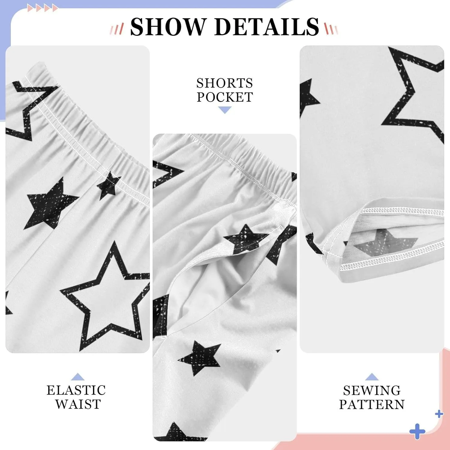 Boys' Pants Black Stars White Simple Long Bottoms Jogger Pants Elastic Waist Trousers with Pockets S-XL