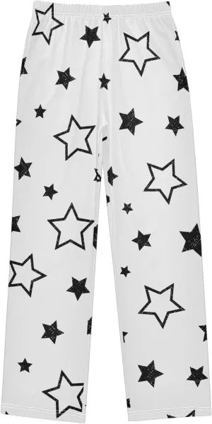 Boys' Pants Black Stars White Simple Long Bottoms Jogger Pants Elastic Waist Trousers with Pockets S-XL