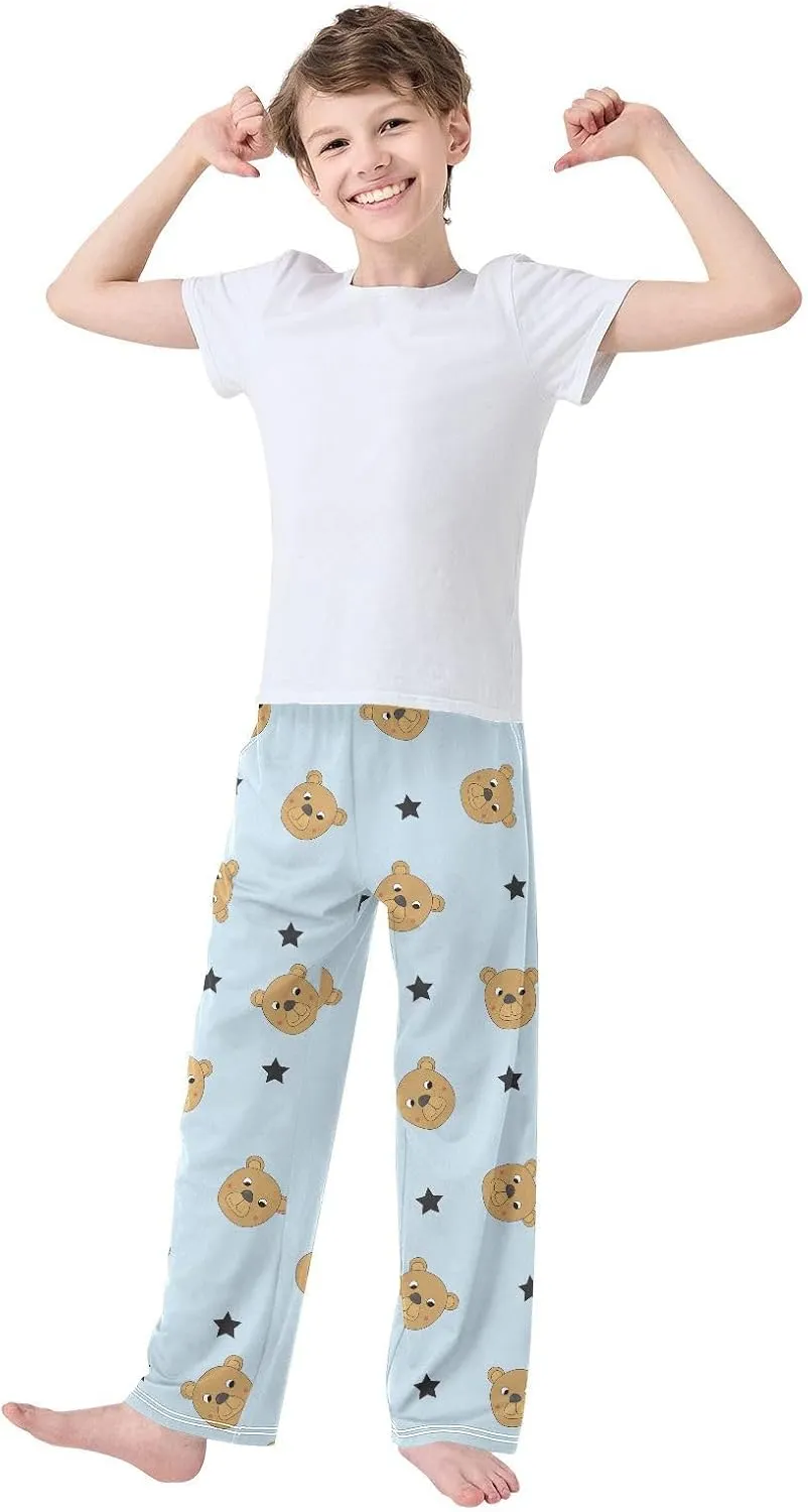 Boys' Pants Brown Bear Black Star Blue Long Bottoms Jogger Pants Elastic Waist Trousers with Pockets S-XL