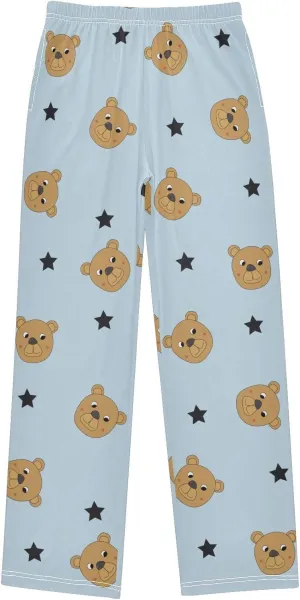 Boys' Pants Brown Bear Black Star Blue Long Bottoms Jogger Pants Elastic Waist Trousers with Pockets S-XL
