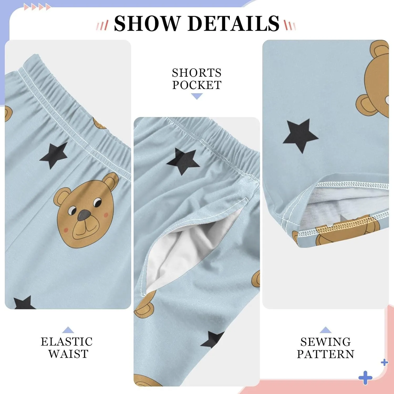Boys' Pants Brown Bear Black Star Blue Long Bottoms Jogger Pants Elastic Waist Trousers with Pockets S-XL
