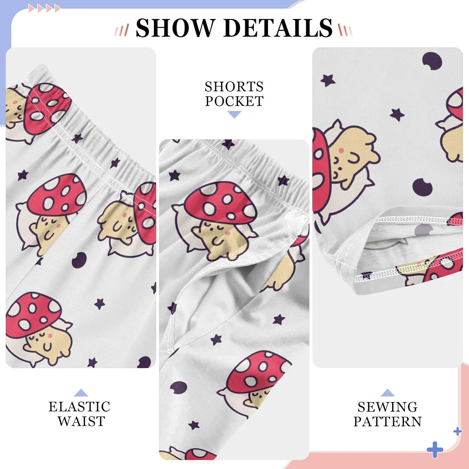 Boys' Pants Cartoon Red Mushroom Star Long Bottoms Jogger Pants Elastic Waist Trousers with Pockets S-XL