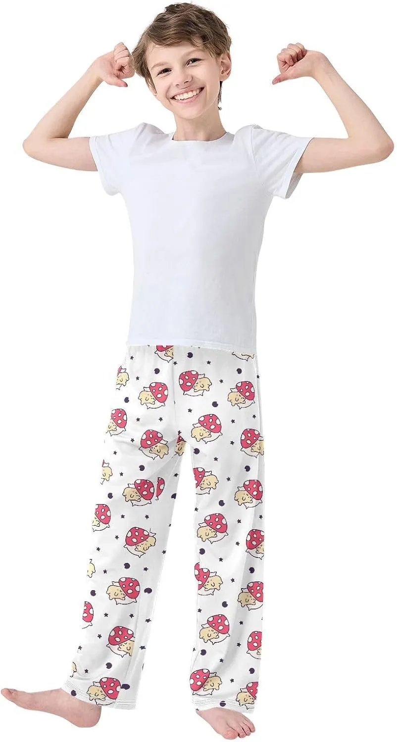 Boys' Pants Cartoon Red Mushroom Star Long Bottoms Jogger Pants Elastic Waist Trousers with Pockets S-XL