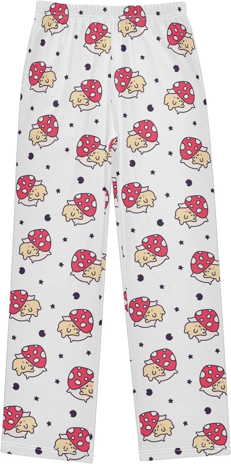 Boys' Pants Cartoon Red Mushroom Star Long Bottoms Jogger Pants Elastic Waist Trousers with Pockets S-XL