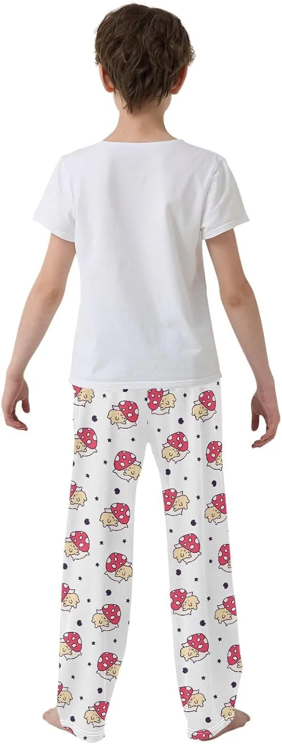 Boys' Pants Cartoon Red Mushroom Star Long Bottoms Jogger Pants Elastic Waist Trousers with Pockets S-XL