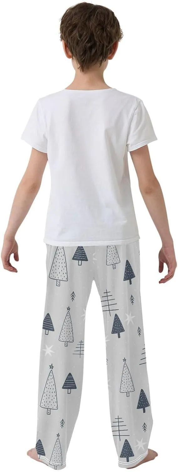 Boys' Pants Christmas New Year Tree Star Long Bottoms Jogger Pants Elastic Waist Trousers with Pockets S-XL