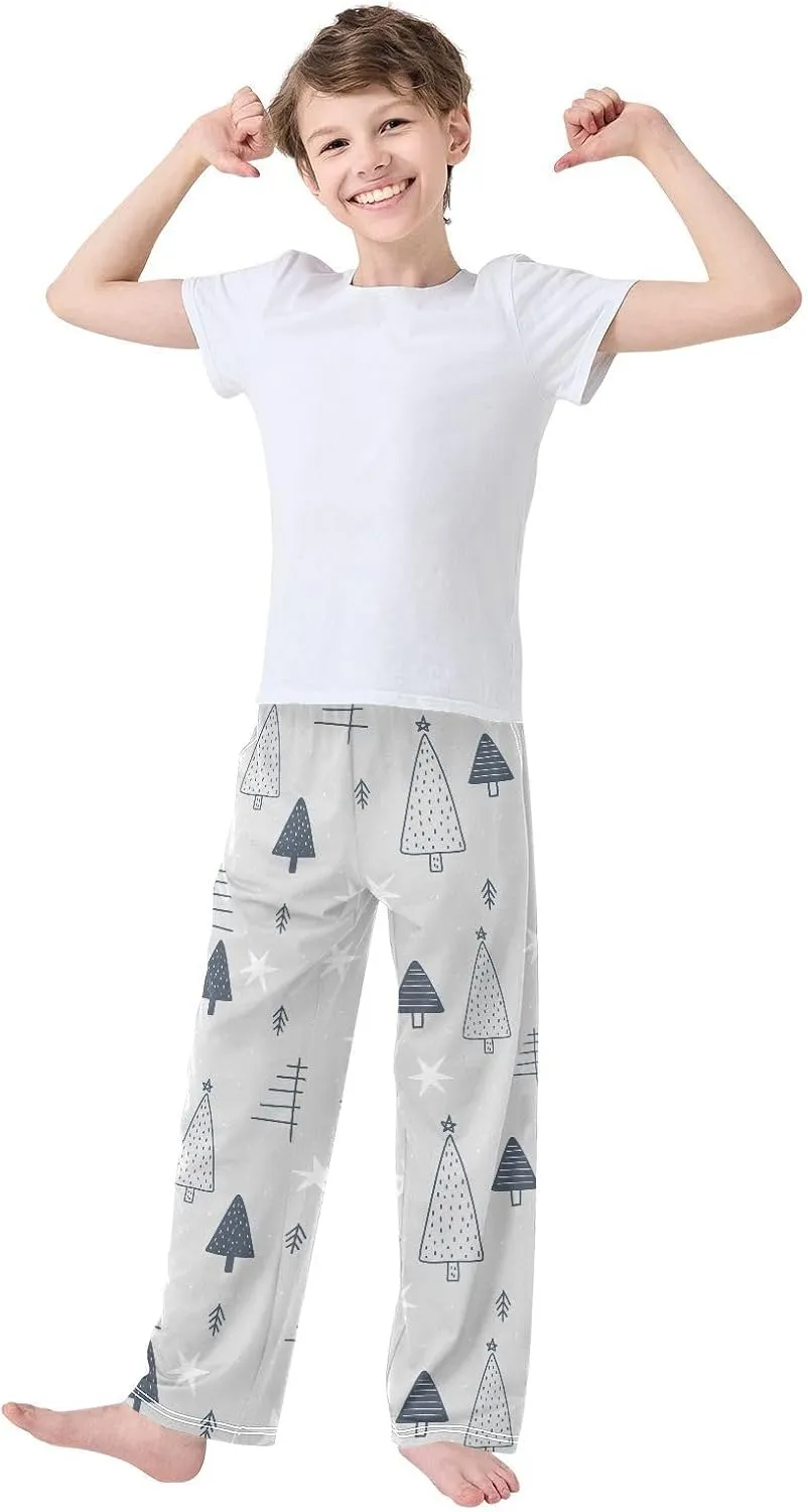Boys' Pants Christmas New Year Tree Star Long Bottoms Jogger Pants Elastic Waist Trousers with Pockets S-XL