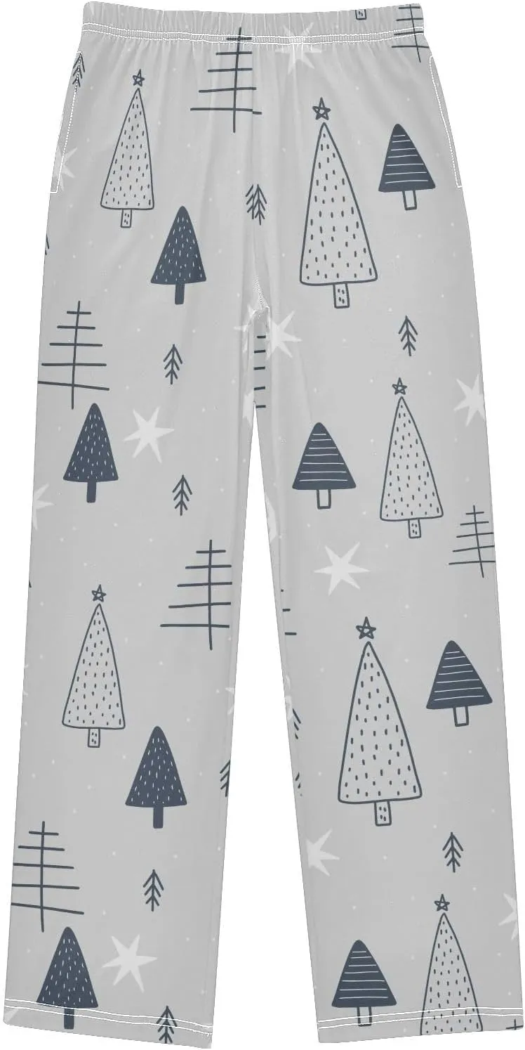 Boys' Pants Christmas New Year Tree Star Long Bottoms Jogger Pants Elastic Waist Trousers with Pockets S-XL