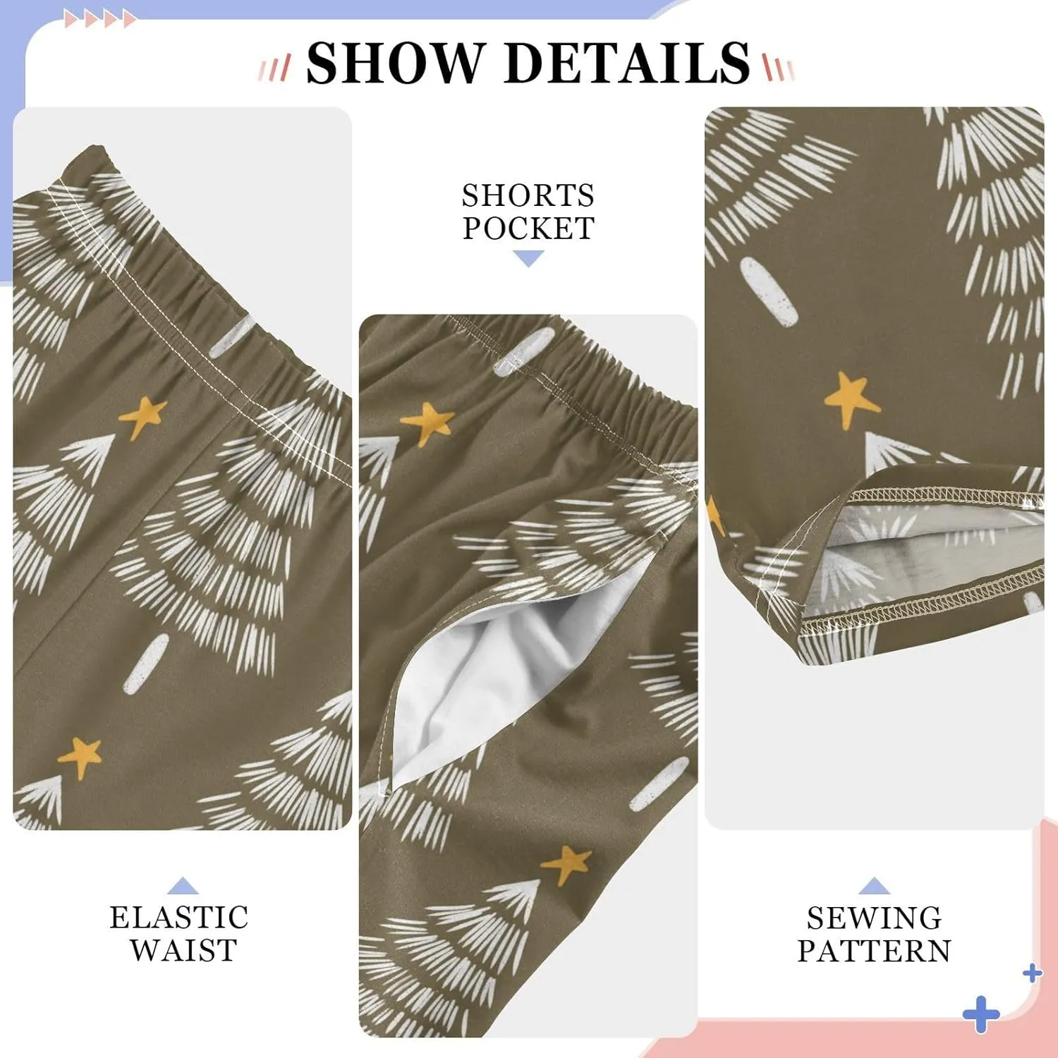 Boys' Pants Christmas Star White Trees Grey Long Bottoms Jogger Pants Elastic Waist Trousers with Pockets S-XL