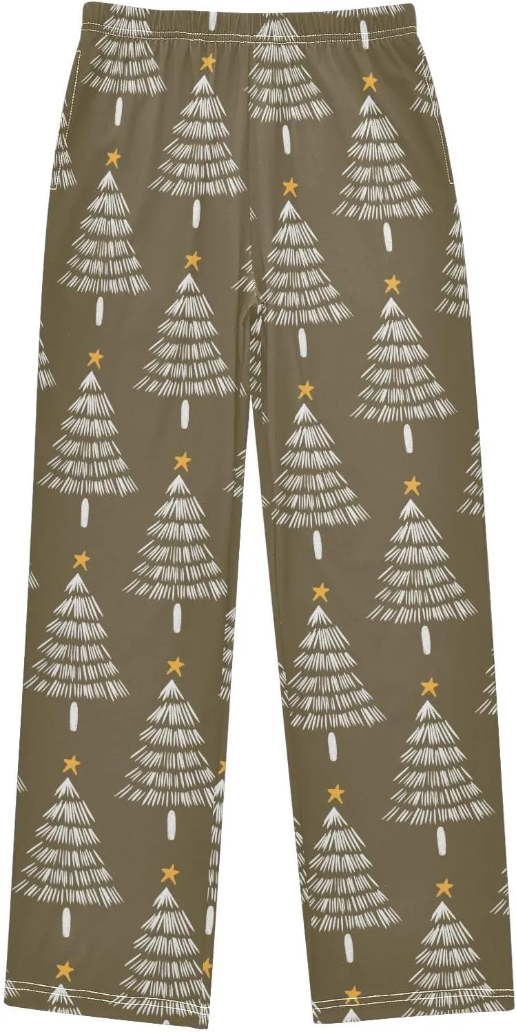 Boys' Pants Christmas Star White Trees Grey Long Bottoms Jogger Pants Elastic Waist Trousers with Pockets S-XL