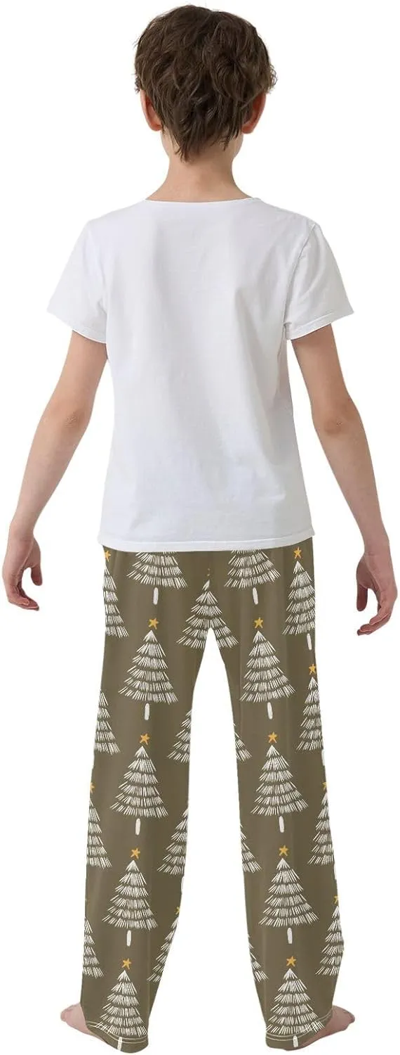 Boys' Pants Christmas Star White Trees Grey Long Bottoms Jogger Pants Elastic Waist Trousers with Pockets S-XL