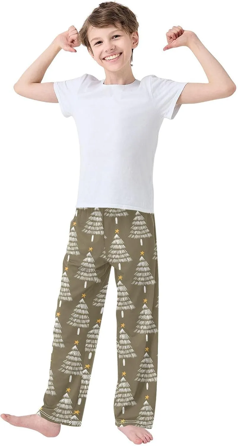 Boys' Pants Christmas Star White Trees Grey Long Bottoms Jogger Pants Elastic Waist Trousers with Pockets S-XL