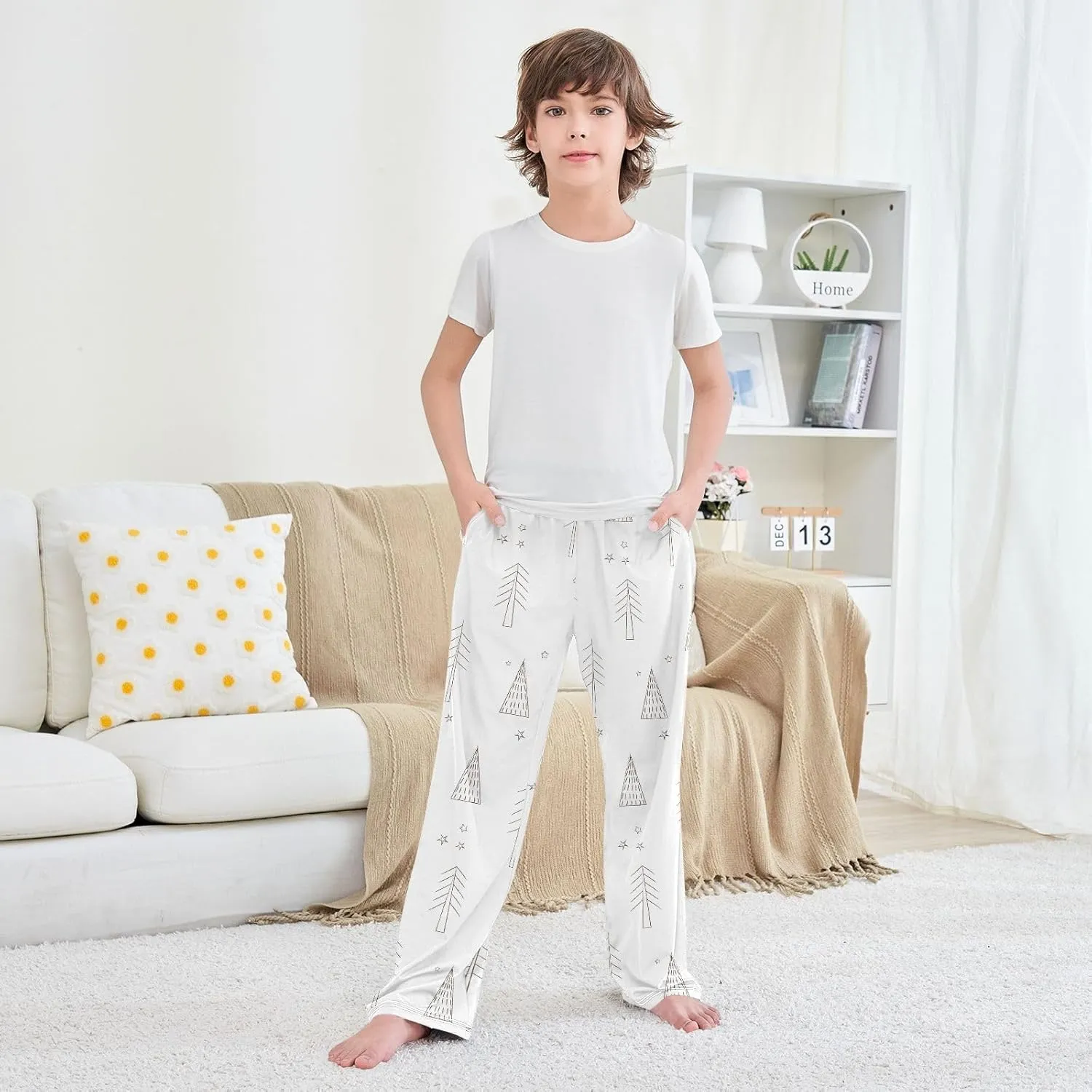 Boys' Pants Christmas Trees Stars Long Bottoms Jogger Pants Elastic Waist Trousers with Pockets S-XL