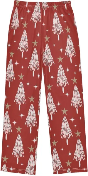 Boys' Pants Christmas White Trees Star Red Long Bottoms Jogger Pants Elastic Waist Trousers with Pockets S-XL