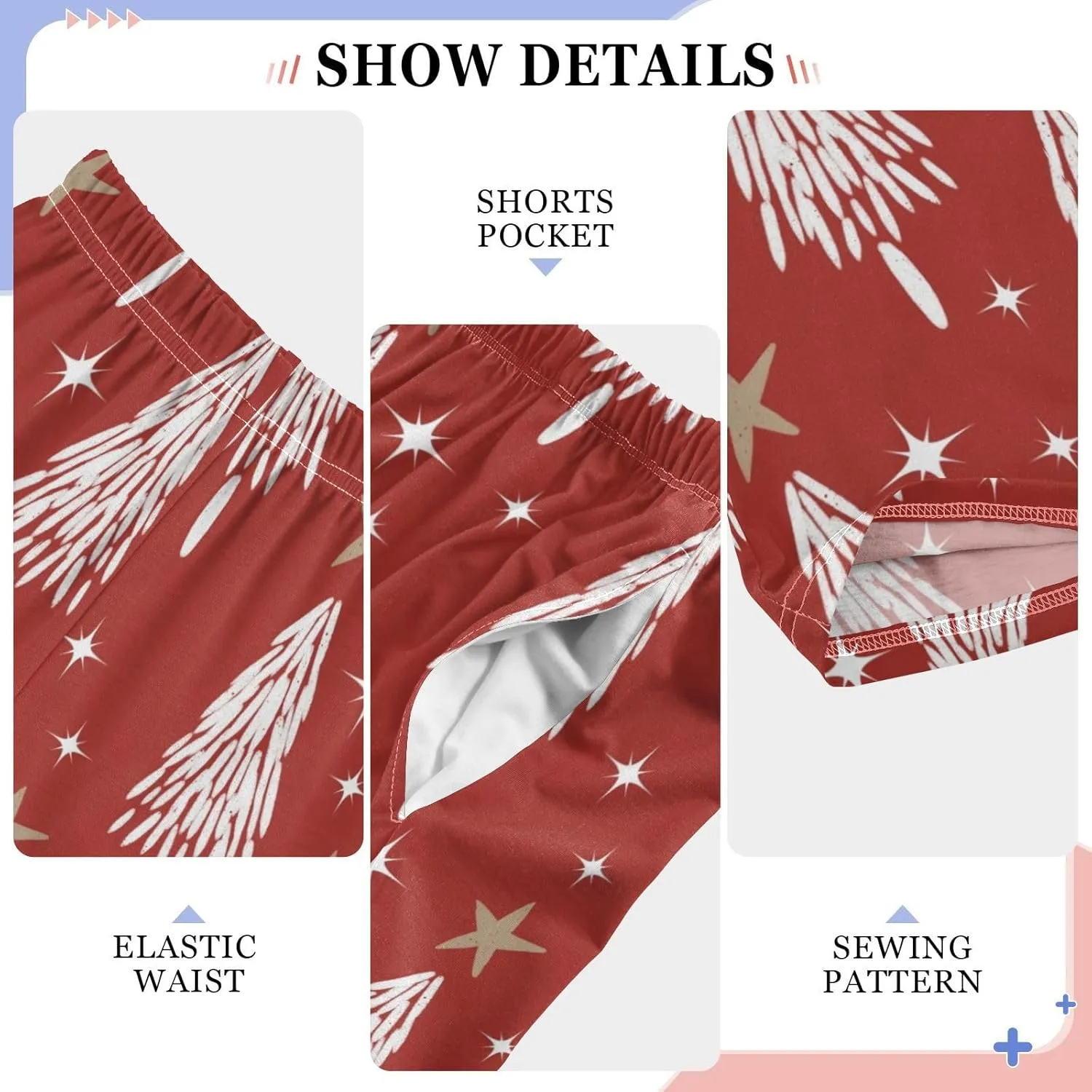 Boys' Pants Christmas White Trees Star Red Long Bottoms Jogger Pants Elastic Waist Trousers with Pockets S-XL