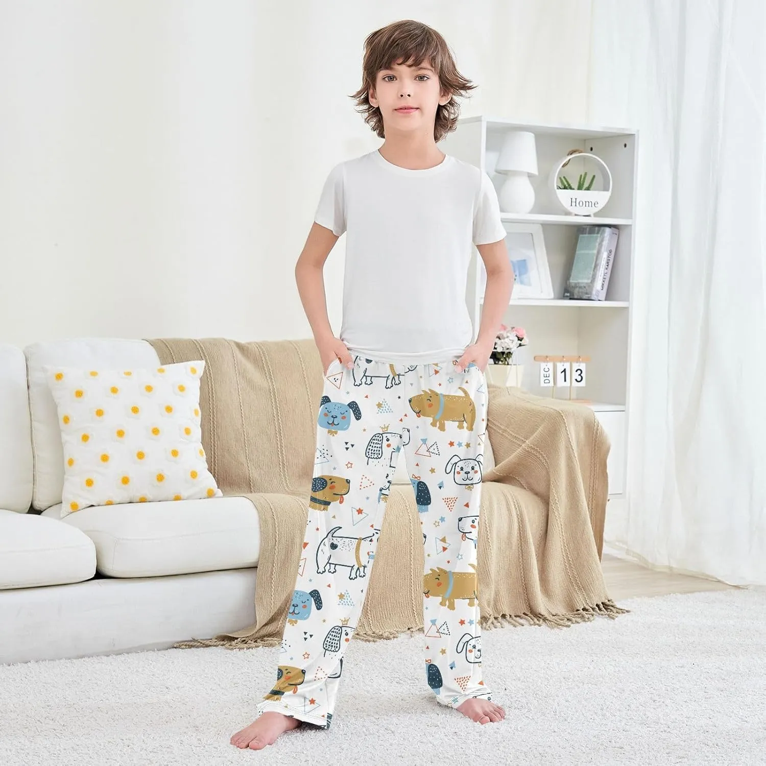 Boys' Pants Cute Dogs Puppy Stars Long Bottoms Jogger Pants Elastic Waist Trousers with Pockets S-XL