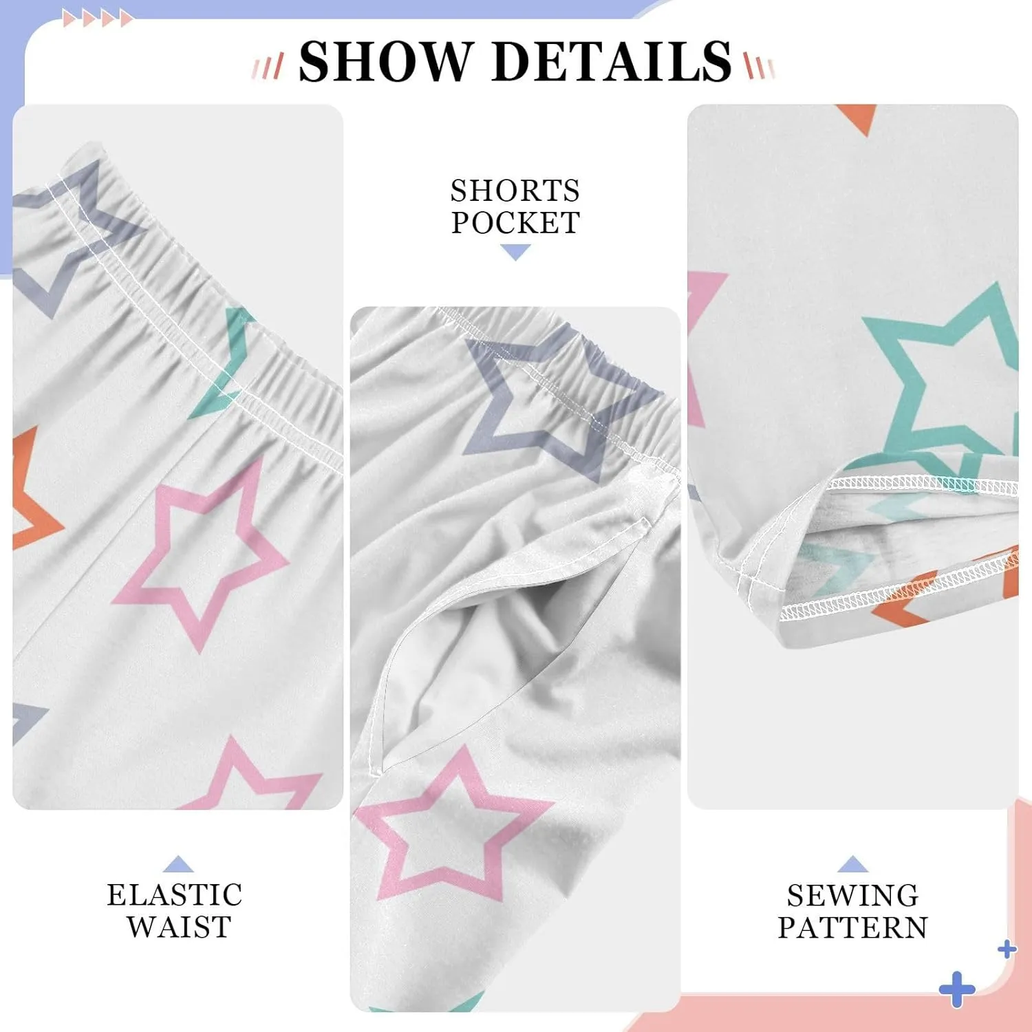 Boys' Pants Doodle Colorful Outline Stars Long Bottoms Jogger Pants Elastic Waist Trousers with Pockets S-XL