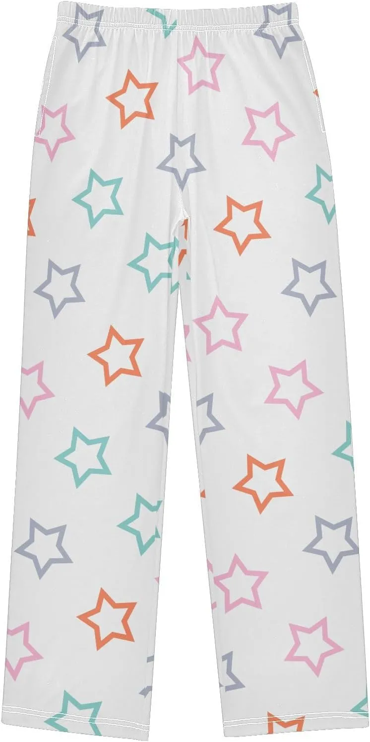 Boys' Pants Doodle Colorful Outline Stars Long Bottoms Jogger Pants Elastic Waist Trousers with Pockets S-XL