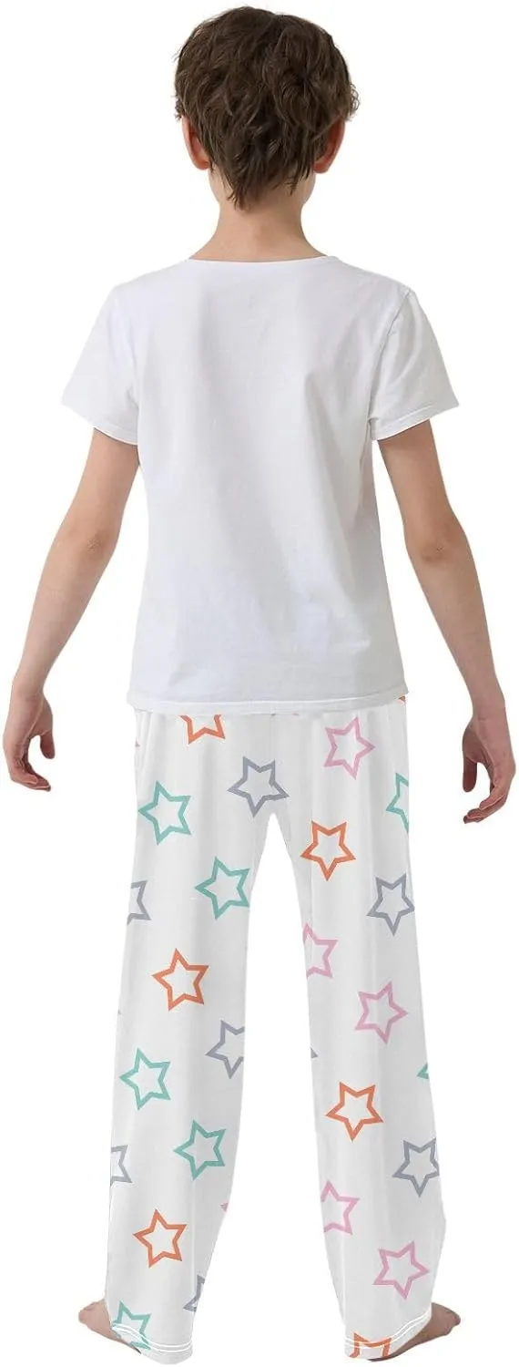 Boys' Pants Doodle Colorful Outline Stars Long Bottoms Jogger Pants Elastic Waist Trousers with Pockets S-XL