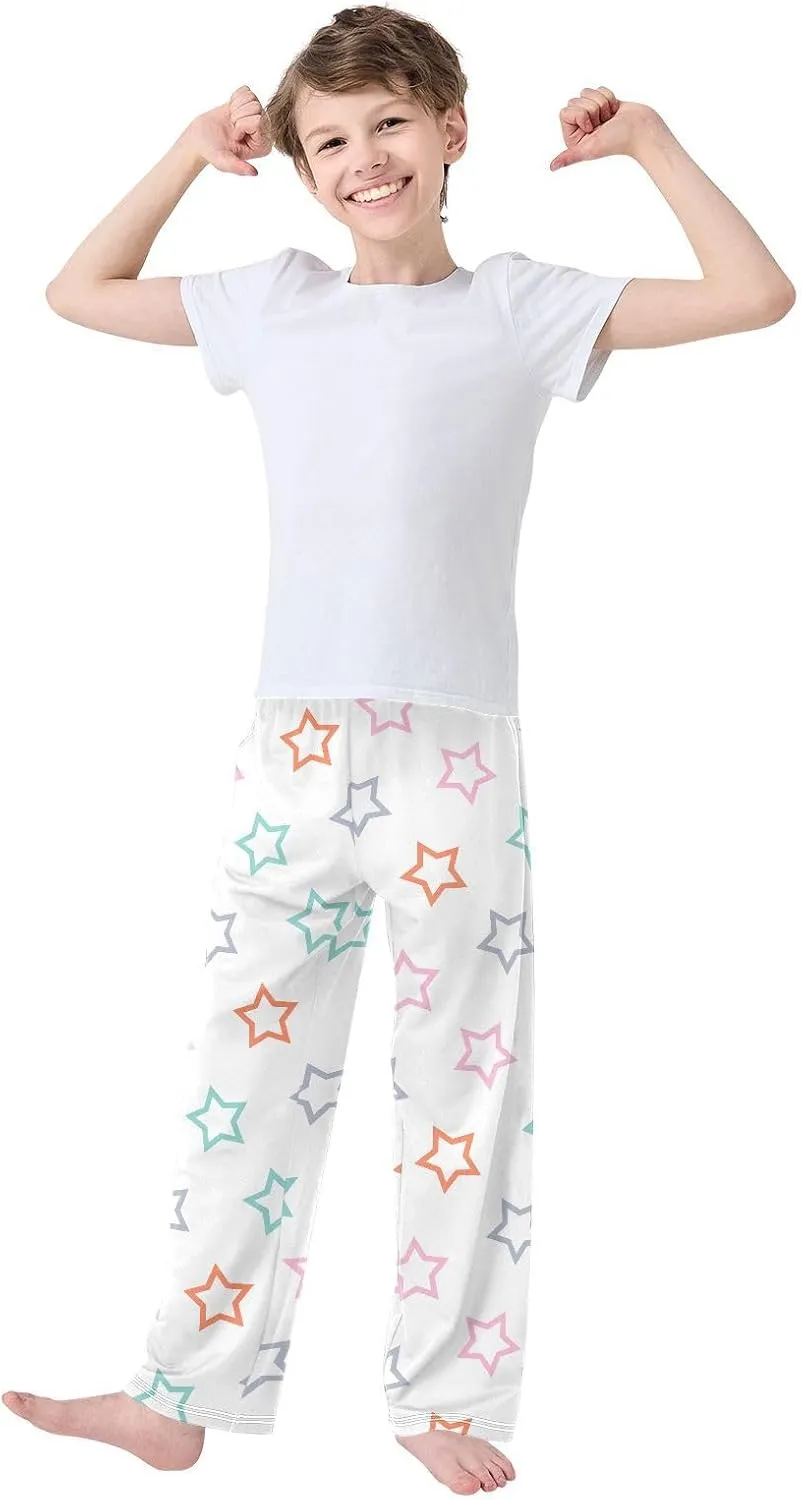 Boys' Pants Doodle Colorful Outline Stars Long Bottoms Jogger Pants Elastic Waist Trousers with Pockets S-XL